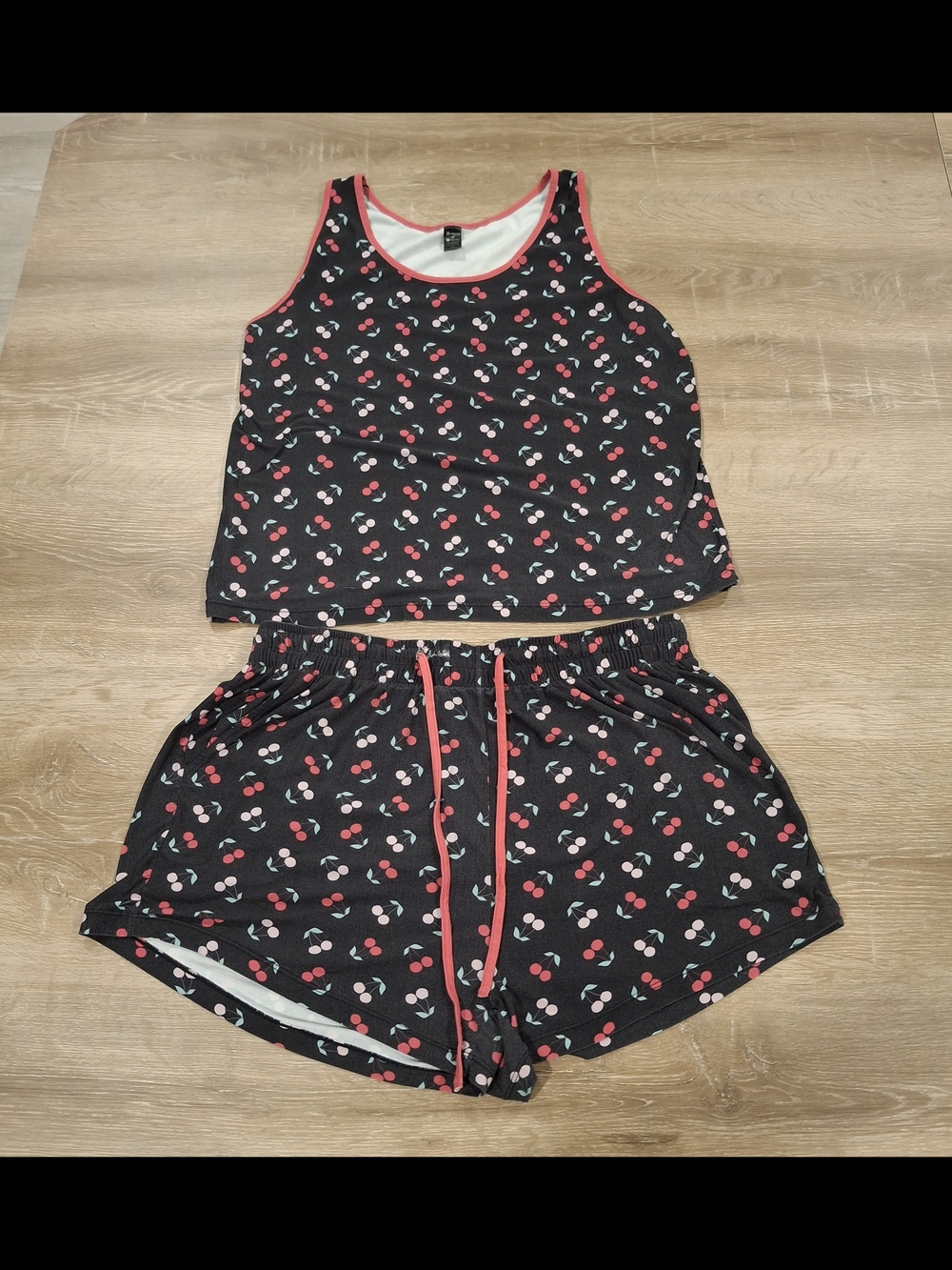 POP FIT x Cheek Boss Women's Cherry Print Pajama Set 2XL Tank & Shorts